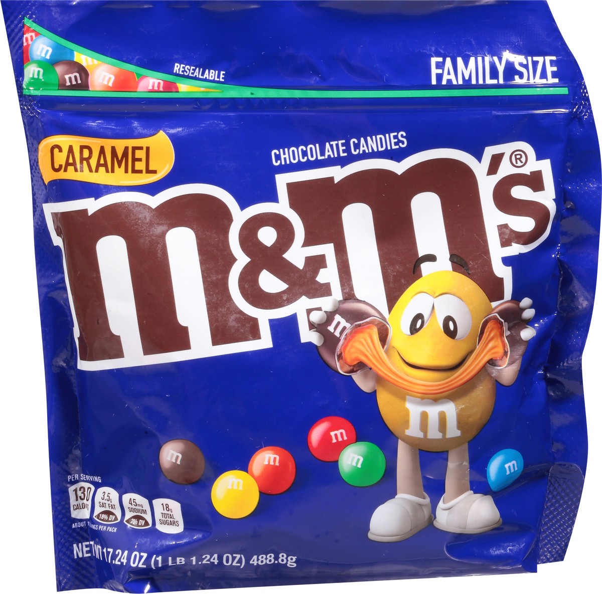 slide 7 of 13, M&M's Caramel Chocolate Candies Family Size 17.24 oz, 17.24 oz