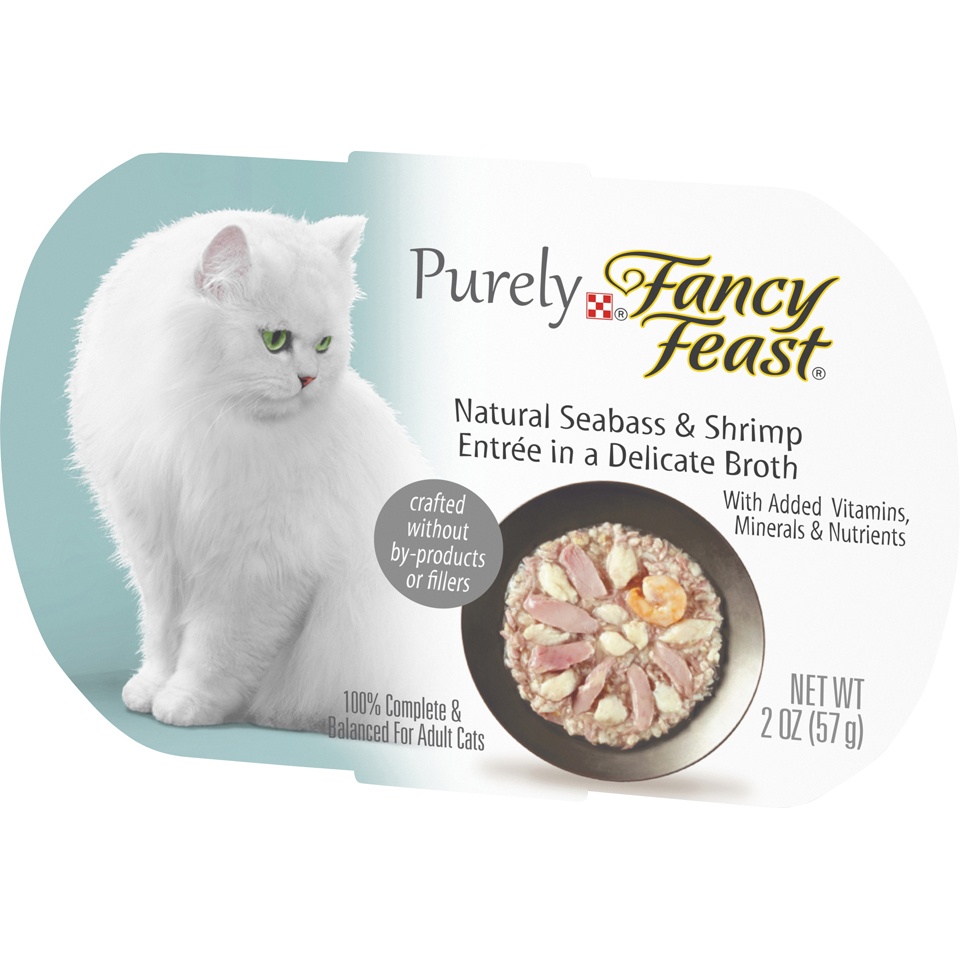 slide 9 of 9, Purina Fancy Feast Natural Seabass And Shrimp Wet Cat Food Tray, 2 oz