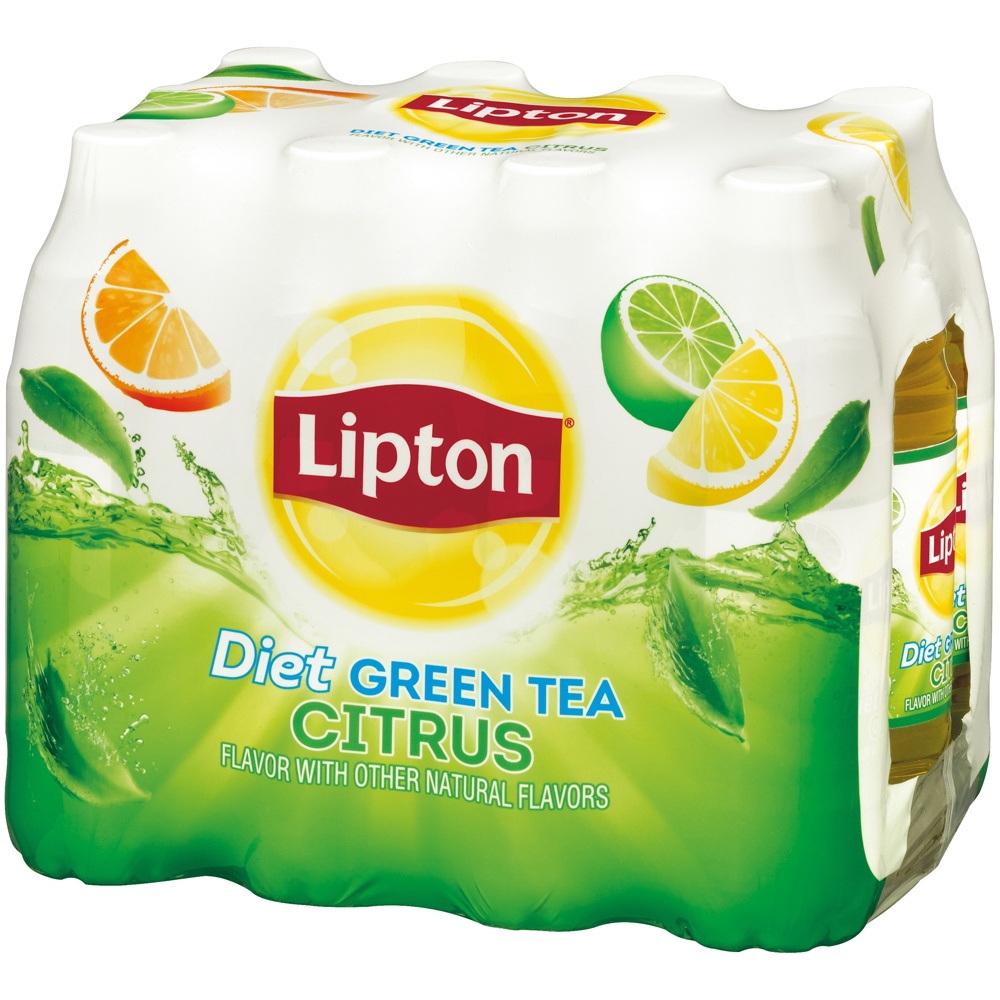 Lipton Green Tea, Diet, Citrus Flavor - 12 pack, 16.9 fl oz bottles