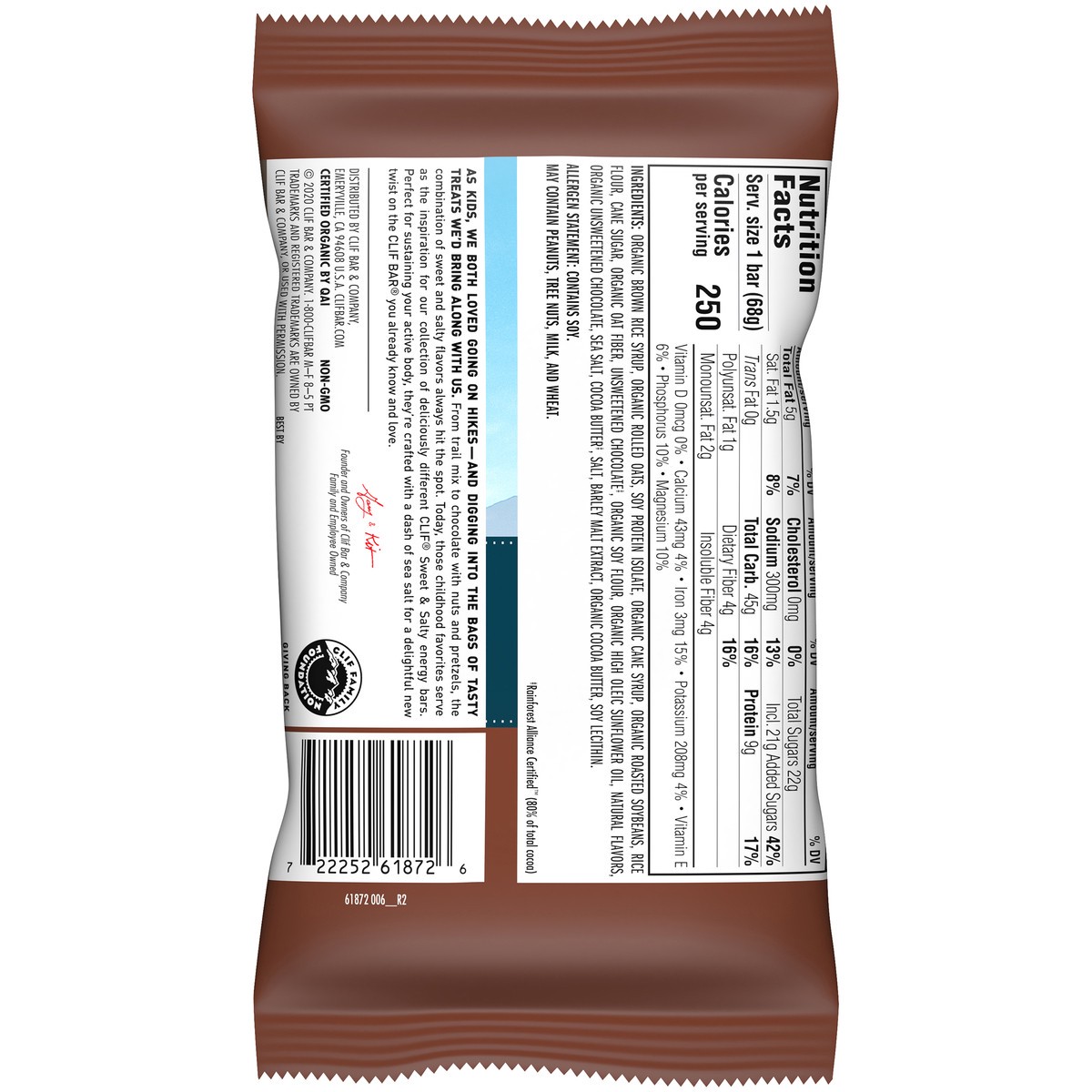 slide 9 of 9, CLIF Bar Sweet & Salty Collection Chocolate Chunk with Sea Salt Energy Bar 2.4 oz. Wrapper, 2.4 oz