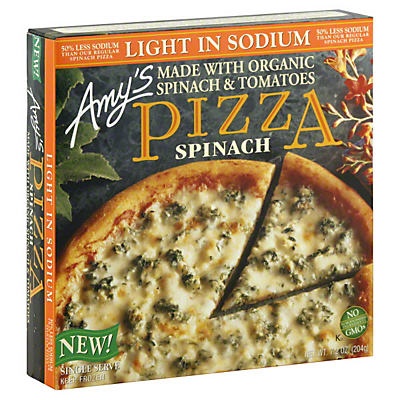 slide 1 of 1, Amy's Amys Organic Single Pizza Low Salt Spinach, 7.2 oz