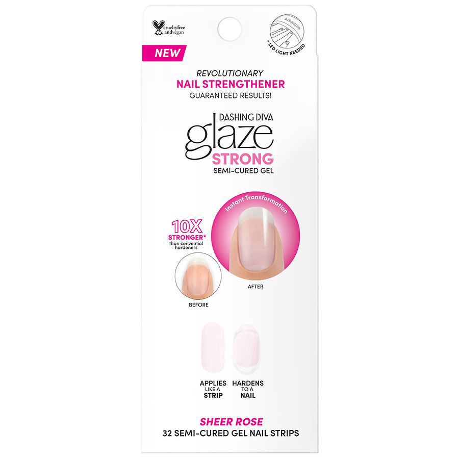 slide 1 of 5, Dashing Diva Glaze Strong Gel Nail Strips, 32 ct