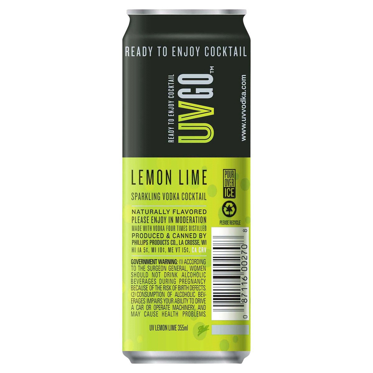 slide 5 of 5, UVGO Lemon Lime Sparkling Vodka Cocktail, 1 ct