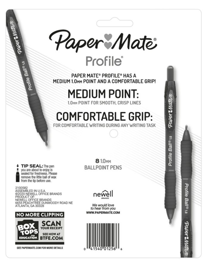 slide 6 of 6, Paper Mate Profile Ballpoint Pens, Retractable, Medium Point, Black, 8 ct