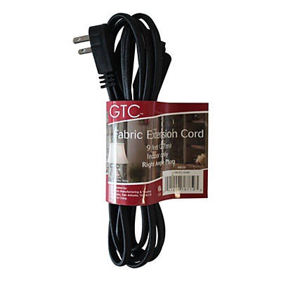 slide 1 of 1, GTC Black Fabric Extension Cord, 9 ft