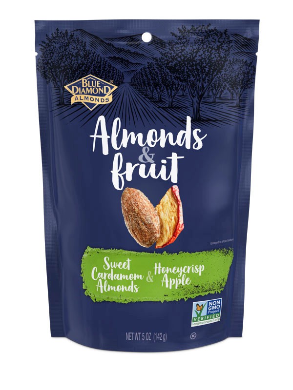 slide 1 of 1, Blue Diamond Almonds & Fruit, Cardamom Almonds & Honeycrisp Apple, 5oz Bag, 5 oz