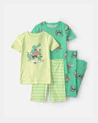 Carters Boys Alligator Surfing 100% Cotton 4-Piece Pajama Set - Green Green 8