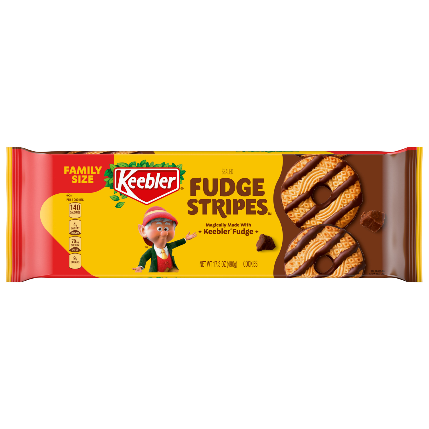 slide 1 of 5, Keebler Sealed Fudge Stripes Cookies Family Size 17.3 oz, 17.3 oz