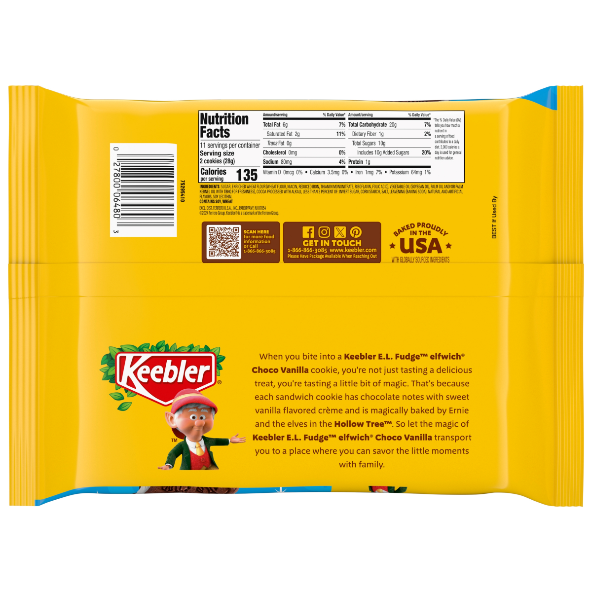 slide 2 of 2, Keebler® E.L. Fudge® Elfwich® Choco Vanilla Sandwich Cookies, 10.8 oz