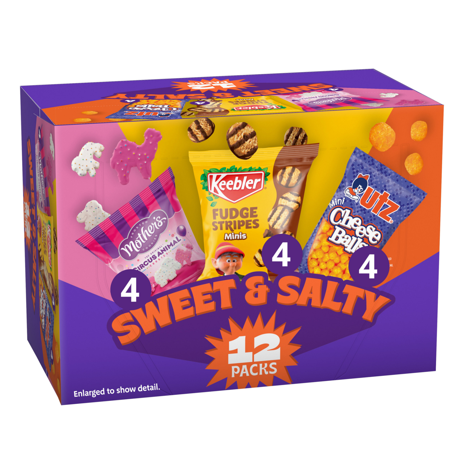 slide 1 of 5, Keebler Sweet & Salty Variety Pack, Mother's Circus, Fudge Stripes, and Utz Cheese Balls, 12 ct