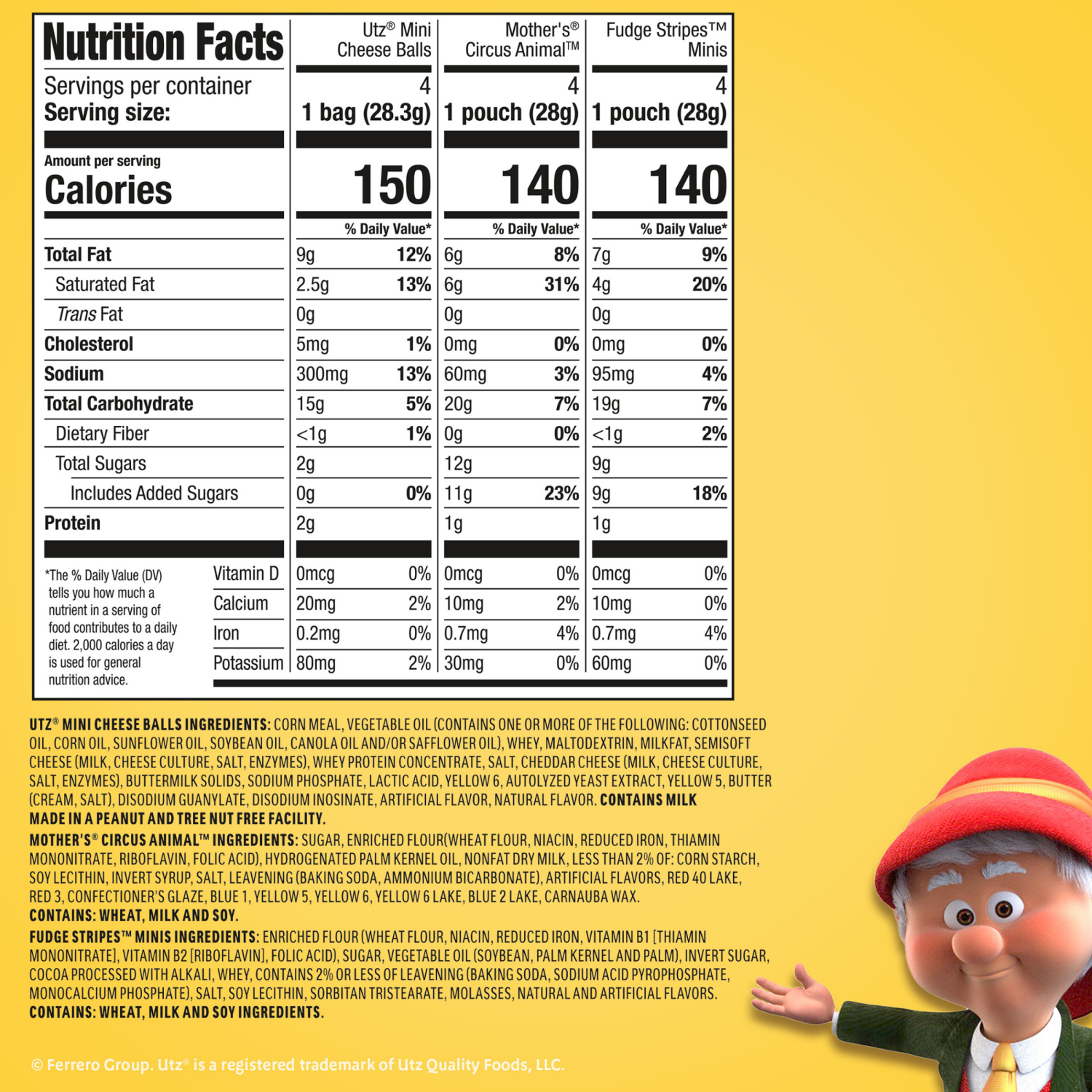 slide 4 of 5, Keebler Sweet & Salty Variety Pack, Mother's Circus, Fudge Stripes, and Utz Cheese Balls, 12 ct