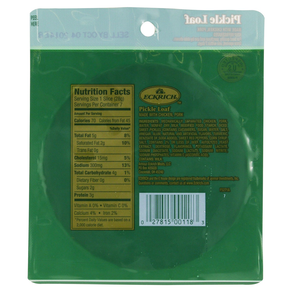 slide 3 of 5, Eckrich Deli Sliced Pickle Loaf, 7 oz., 7 oz
