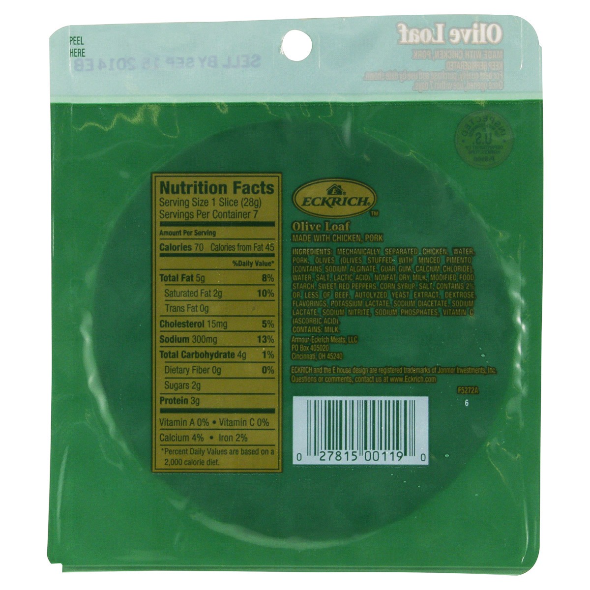 slide 4 of 5, Eckrich Sliced Olive Loaf, 7 oz., 7 oz