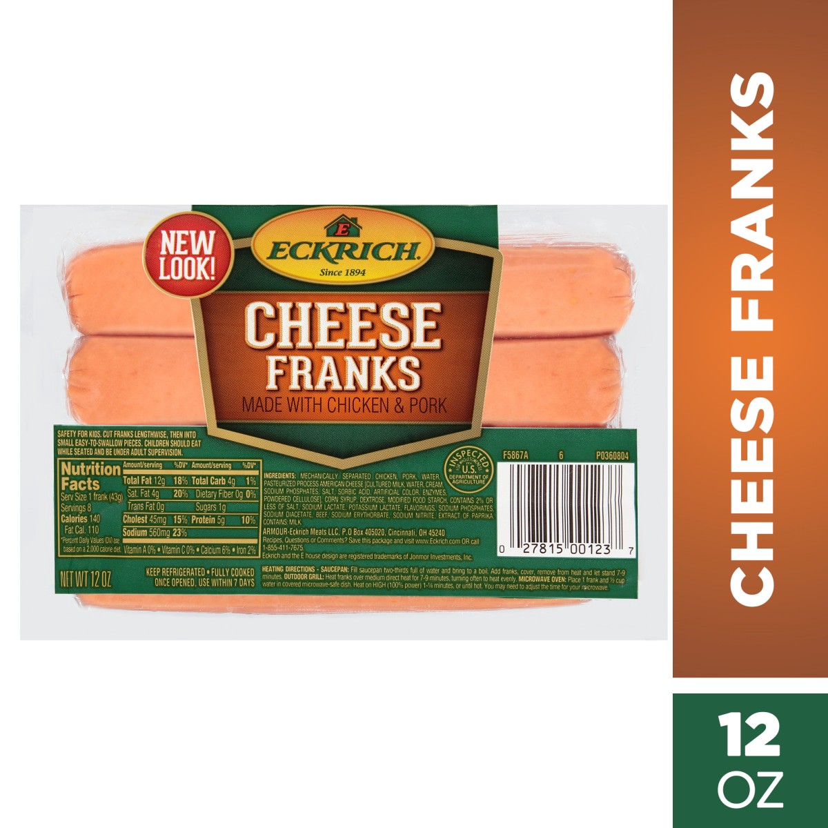 slide 1 of 29, Eckrich Cheese Franks, 12 oz