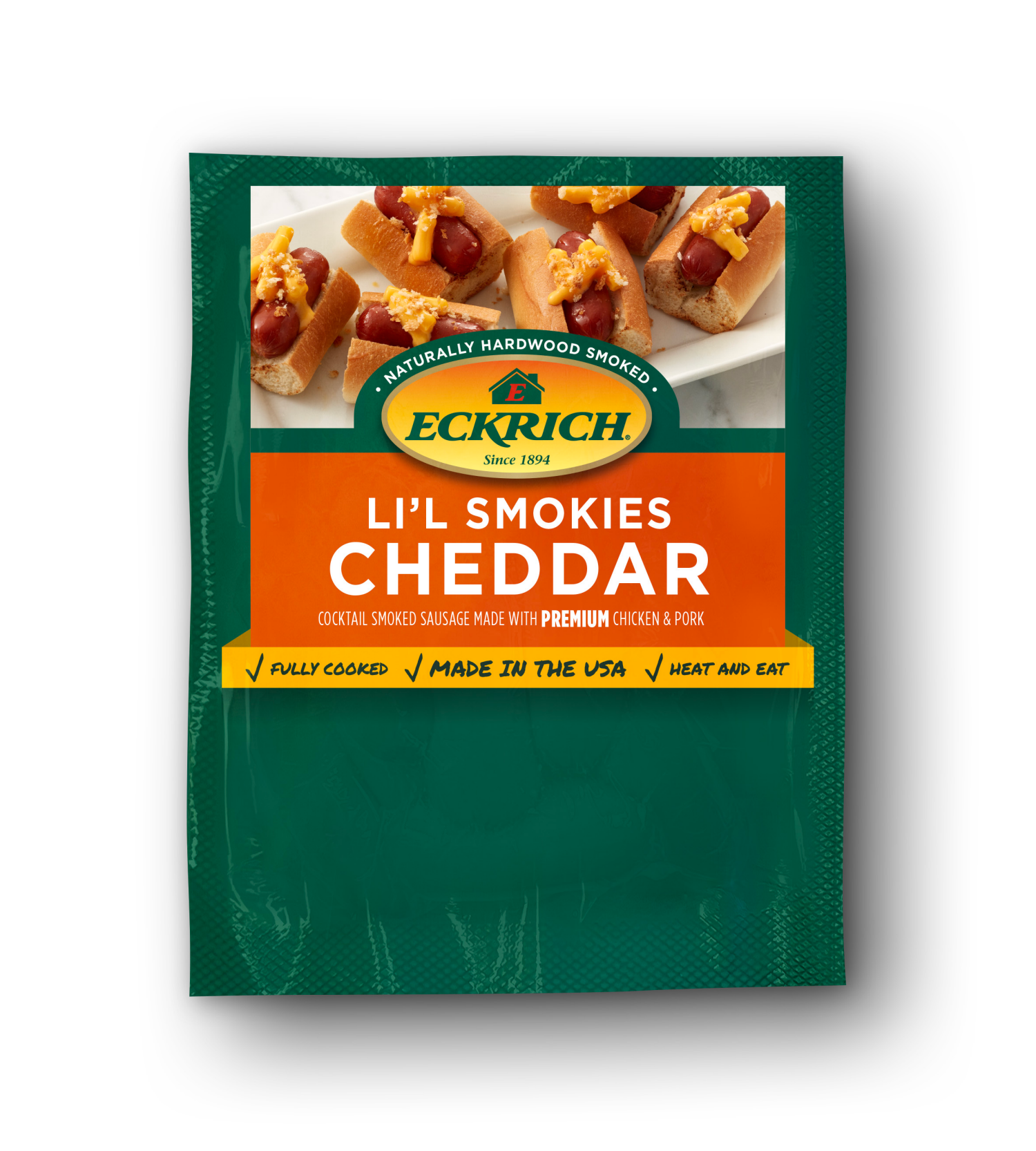 slide 1 of 1, Eckrich Cheddar Li'l Smokies Cocktail Smoked Sausages, 12 oz, 12 oz