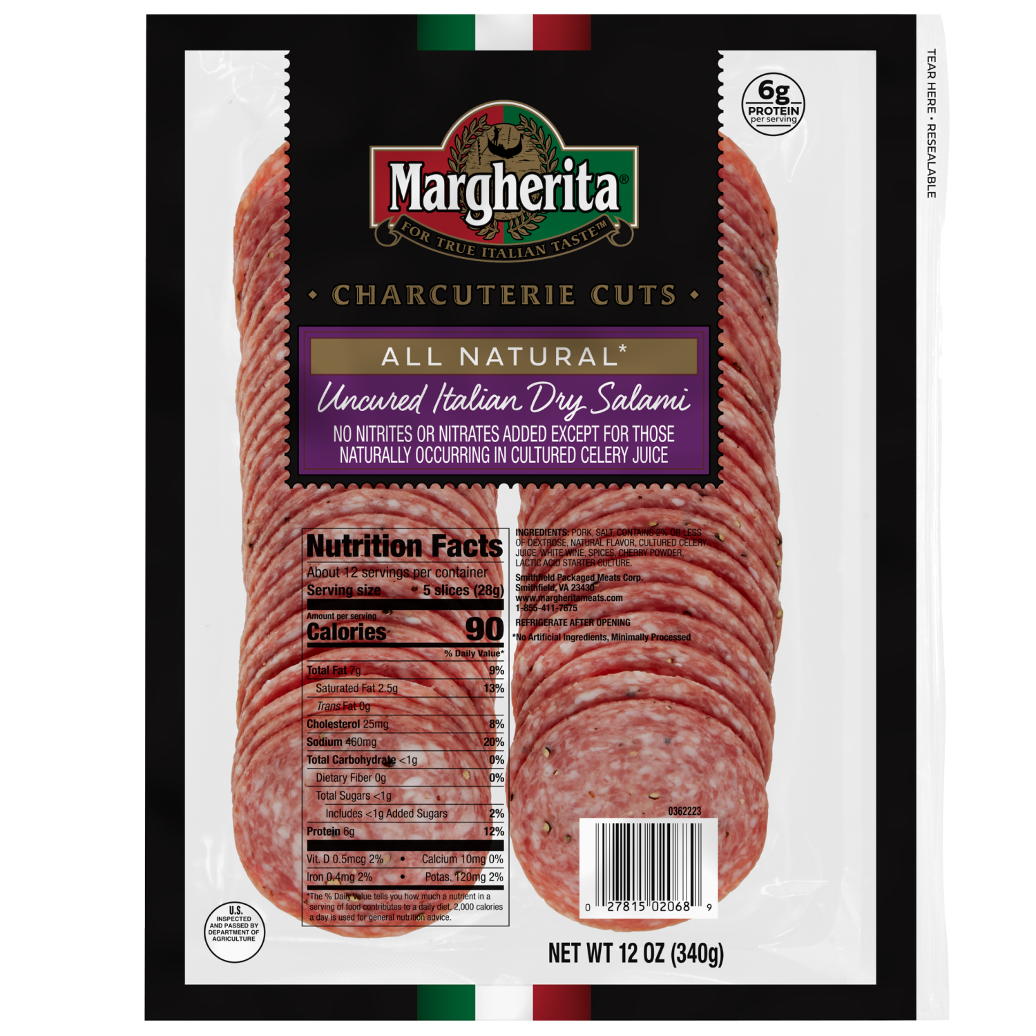 slide 1 of 1, Margherita Uncured Italian Dry Salami Charcuterie Cuts 12 oz, 12 oz