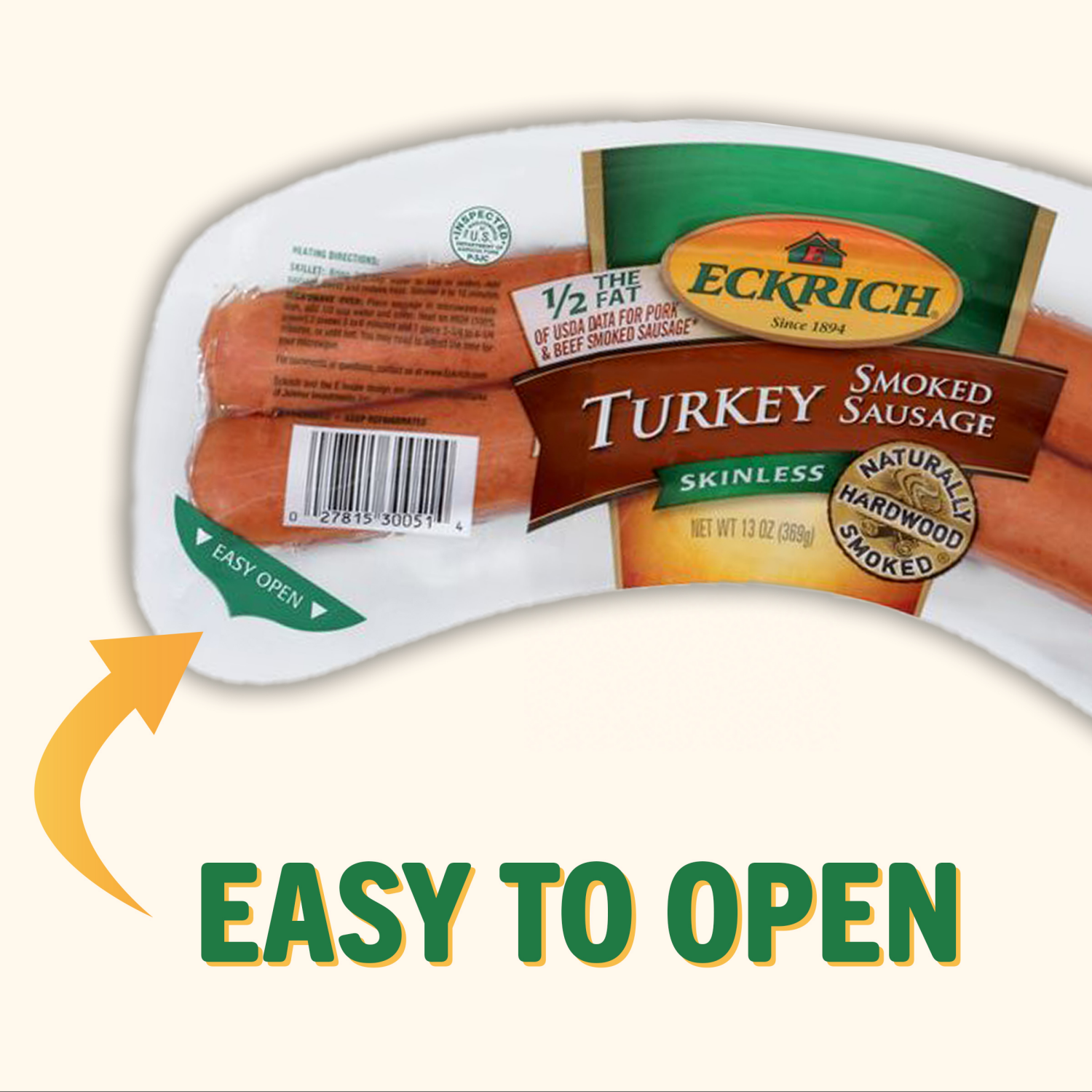 slide 4 of 5, Eckrich Skinless Turkey Smoked Sausage, 13 oz