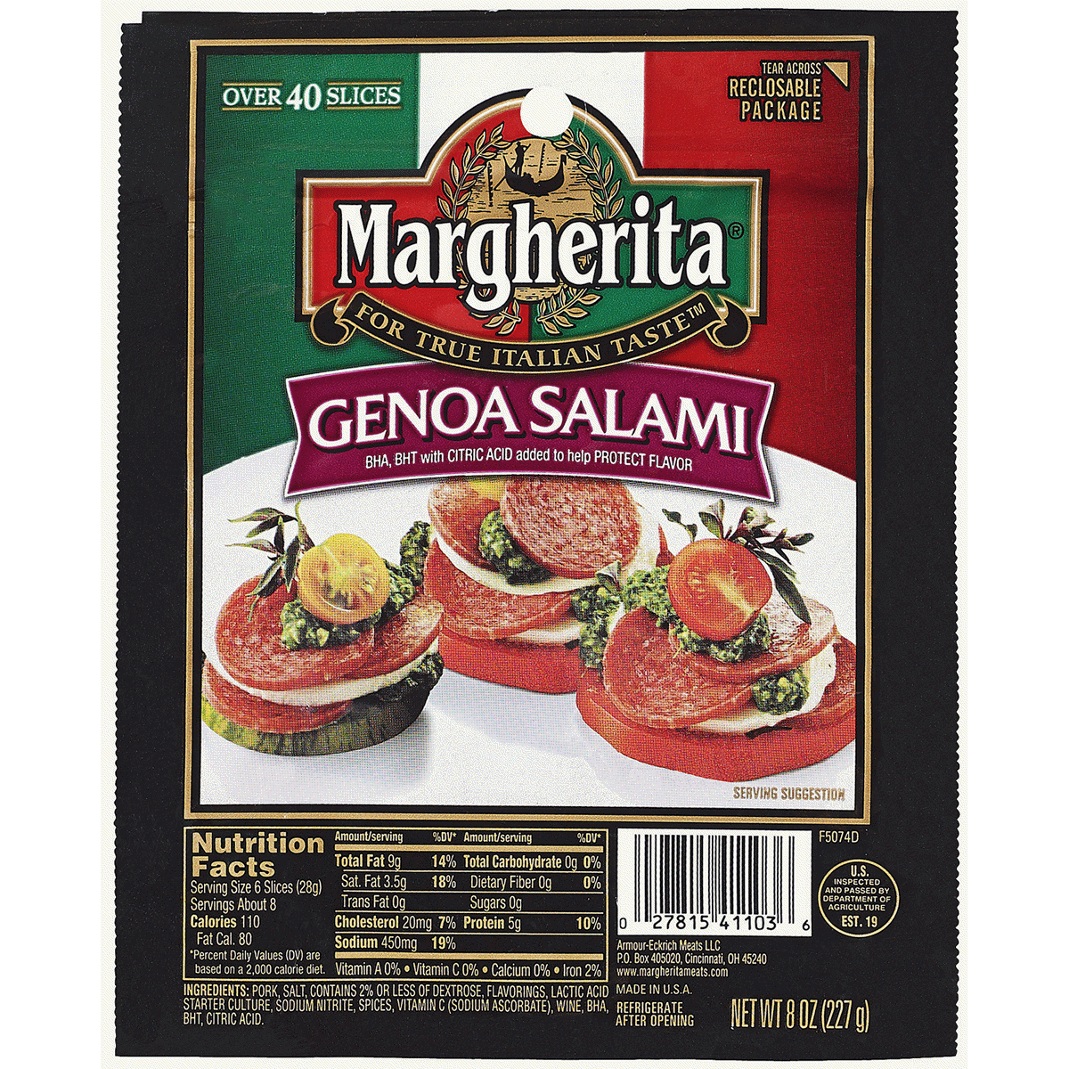 slide 1 of 1, Margherita Genoa Salami, 8 oz, 8 oz