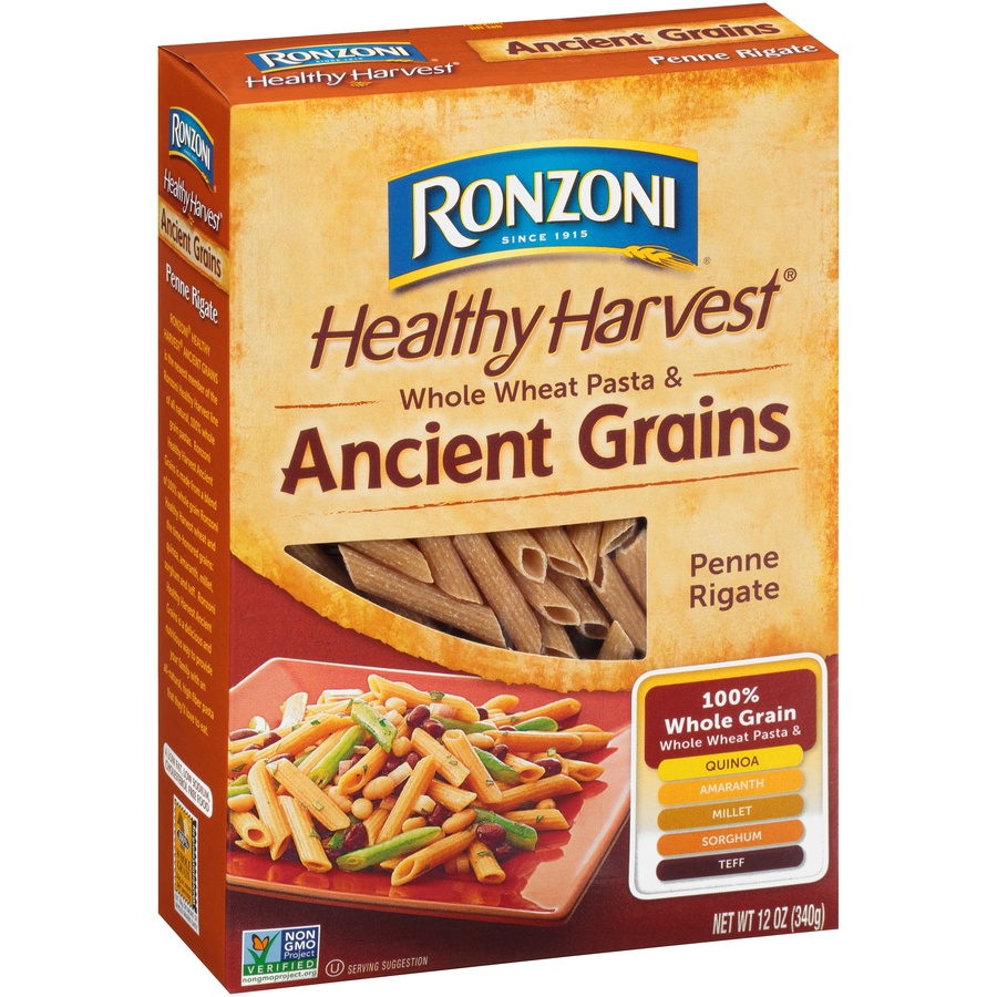 slide 2 of 8, Ronzoni Healthy Harvest Whole Wheat Pasta & Ancient Grains Penne Rigate, 12 oz