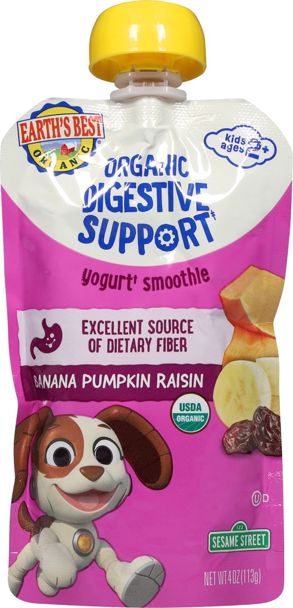 slide 5 of 13, Earth's Best Organic Kids Ages 2+ Digestive Support Banana Pumpkin Raisin Yogurt Smoothie 4 oz, 4 oz