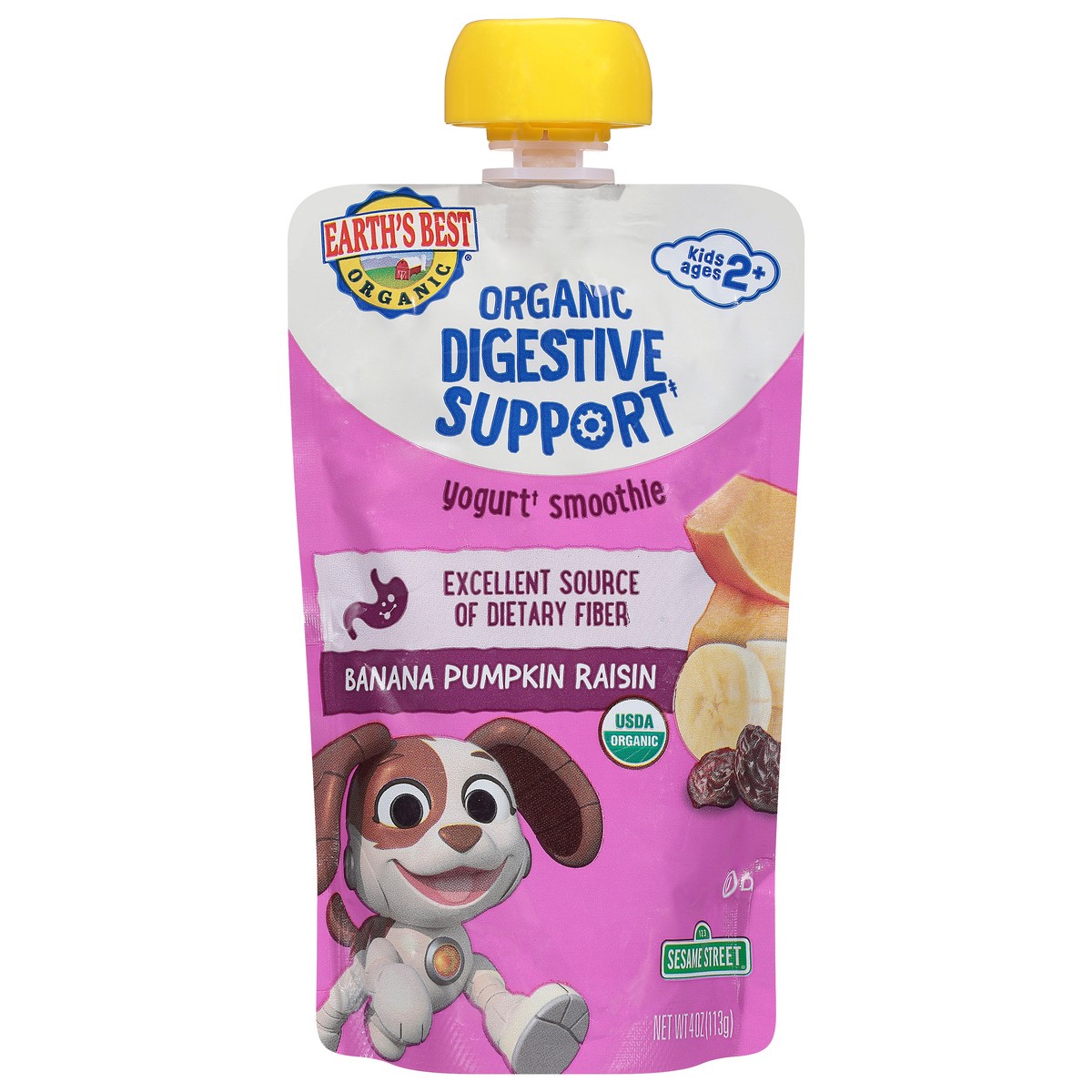 slide 1 of 13, Earth's Best Organic Kids Ages 2+ Digestive Support Banana Pumpkin Raisin Yogurt Smoothie 4 oz, 4 oz