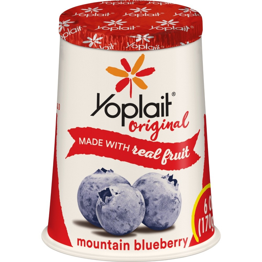 slide 2 of 3, Yoplait Original Mountain Blueberry Low Fat Yogurt, 6 oz Yogurt Cup, 6 oz