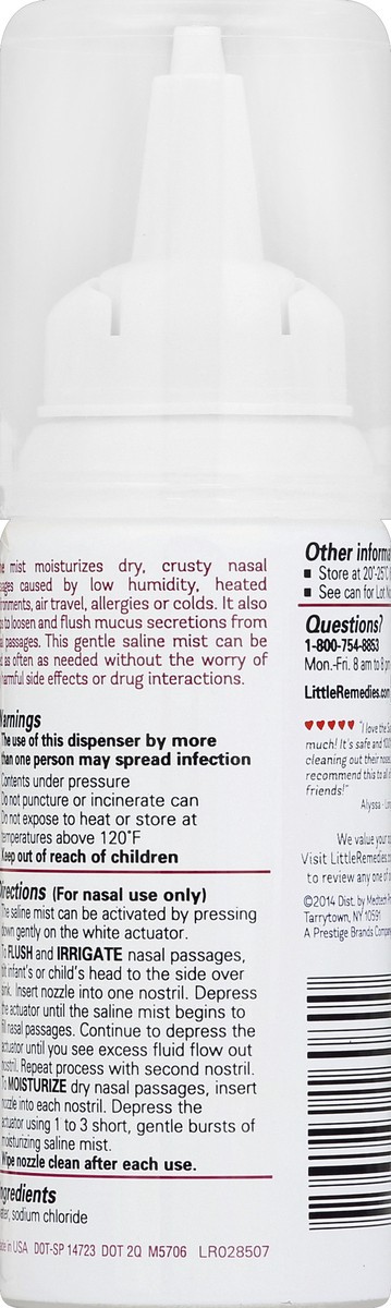 slide 2 of 6, Little Remedies Little Noses Sterile Saline Nasal Mist, 2 fl oz