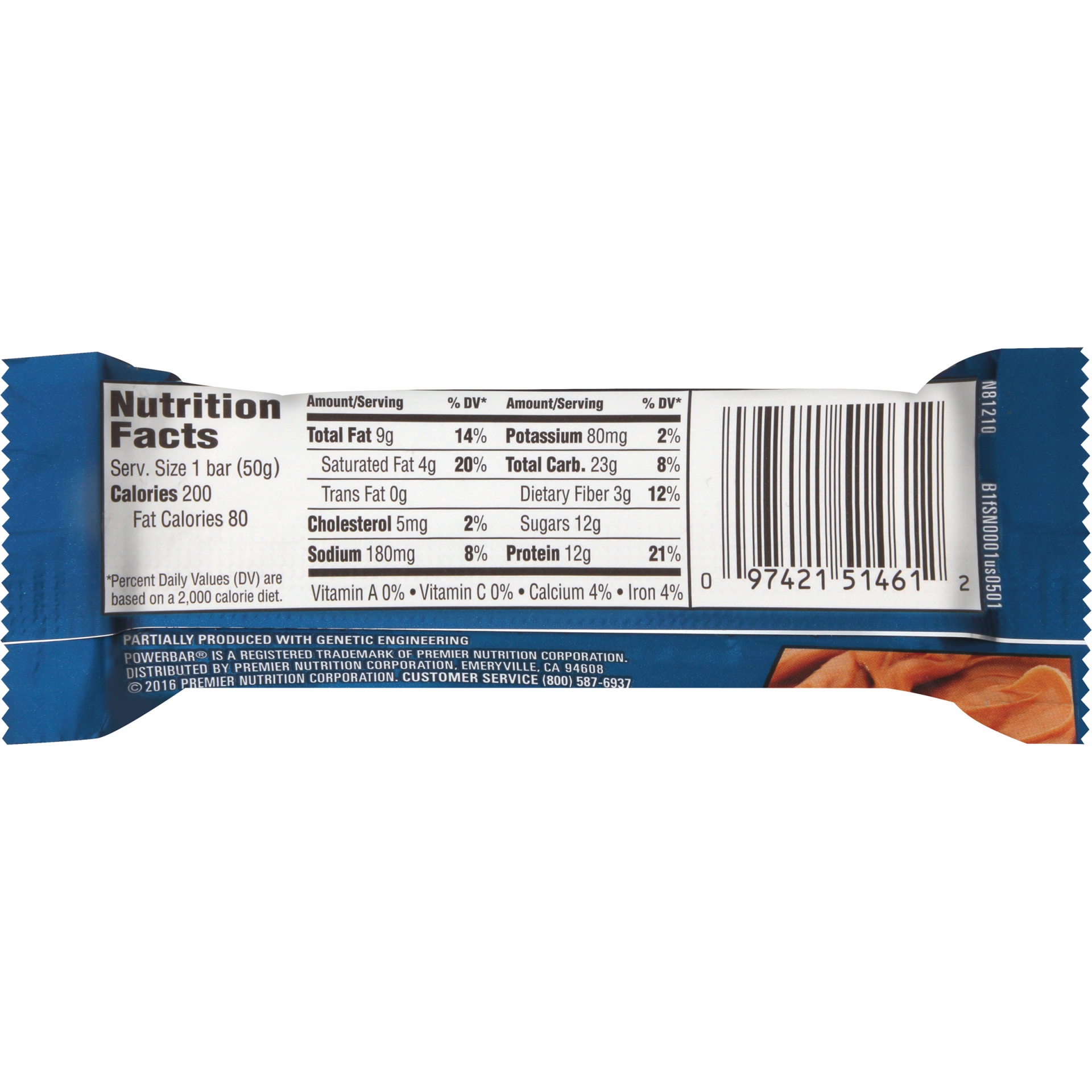 slide 4 of 6, PowerBar Peanut Butter Caramel Triple Threat Bar, 1.76 oz