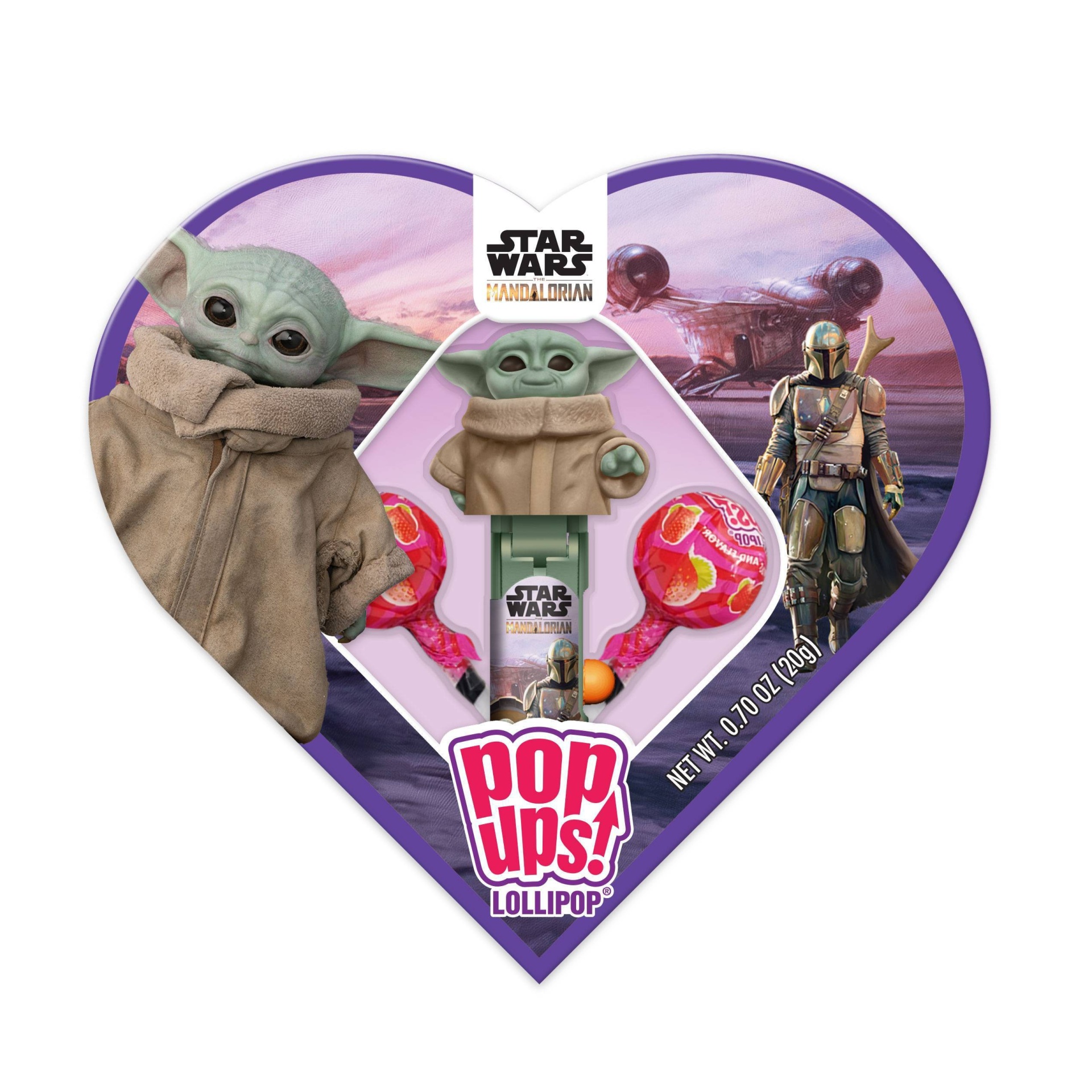 slide 1 of 1, Star Wars Valentine's Day Mandalorian Pop Ups! Lollipop Heart Box, 8.46 oz