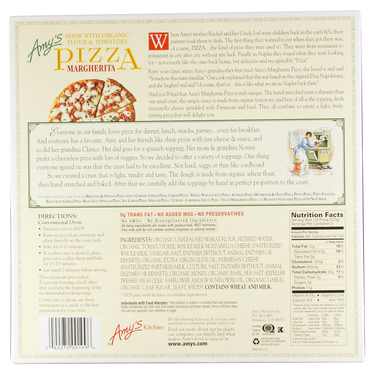 slide 3 of 4, Amy's Margherita Pizza, Full Size, 13 oz