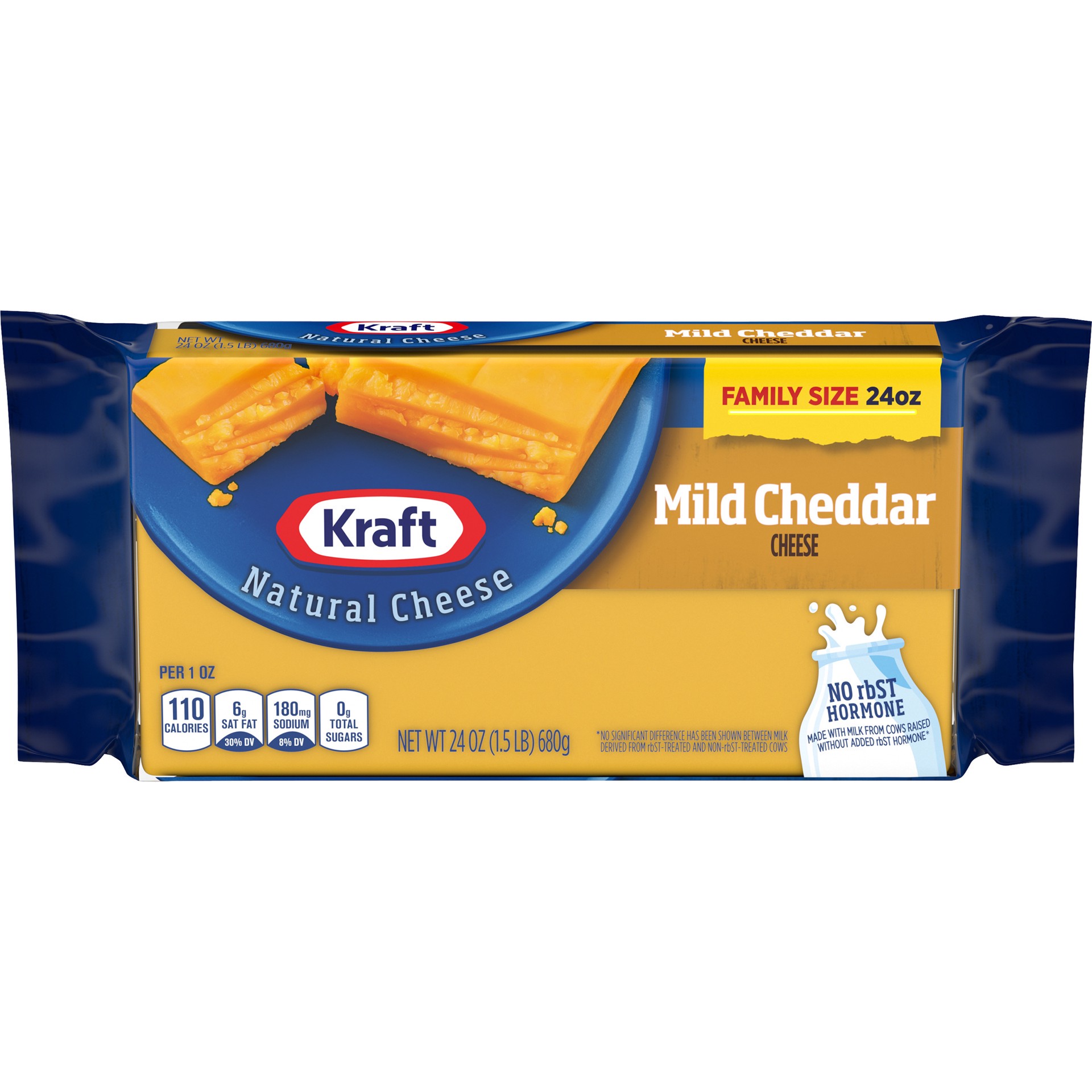 slide 1 of 8, Kraft Mild Cheddar Cheese Family Size, 24 oz Block, 24 oz