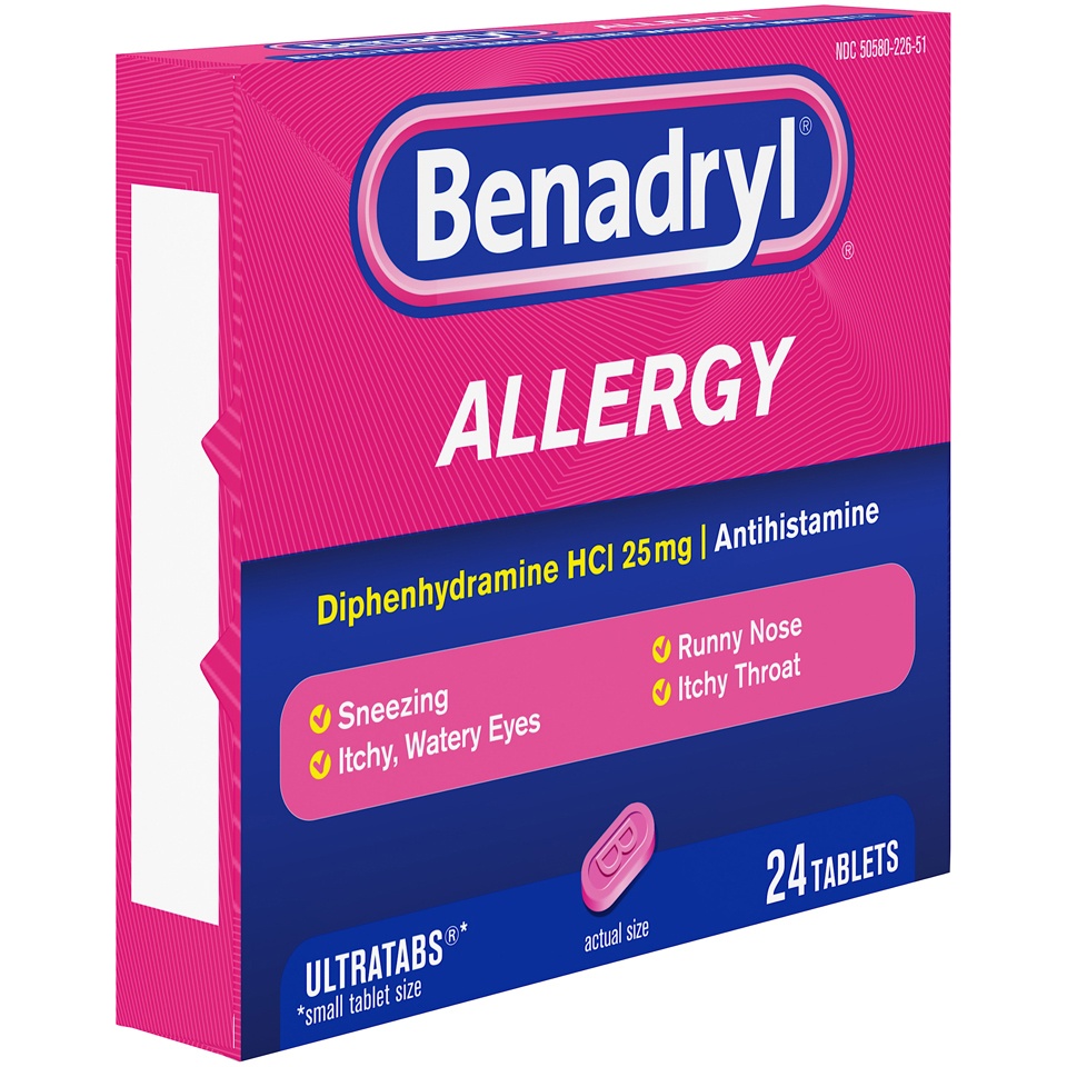 slide 2 of 6, Benadryl Allergy Ultratab Tablets, 24 ct