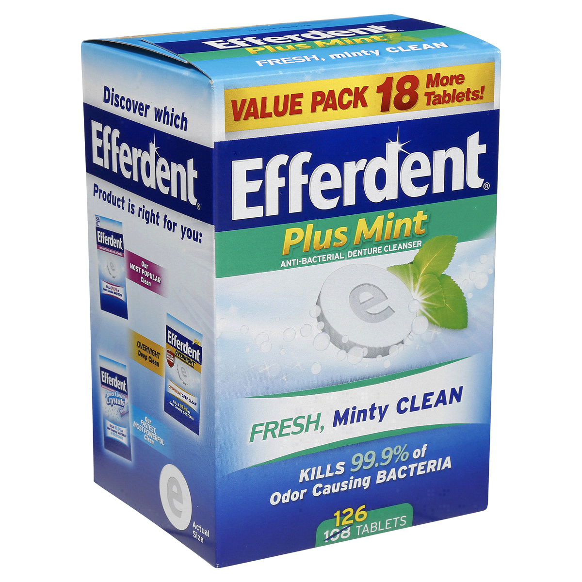 slide 4 of 8, Efferdent Retainer & Denture Cleaner Tablets, Minty Fresh & Clean, 126 Count, 126 pk