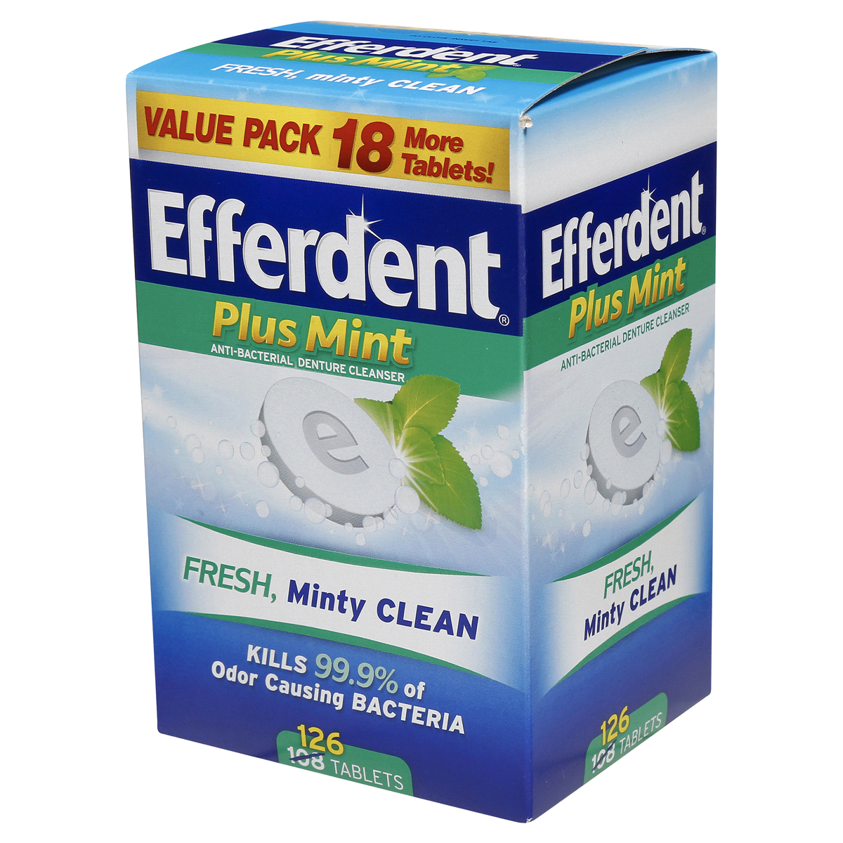 slide 3 of 8, Efferdent Retainer & Denture Cleaner Tablets, Minty Fresh & Clean, 126 Count, 126 pk