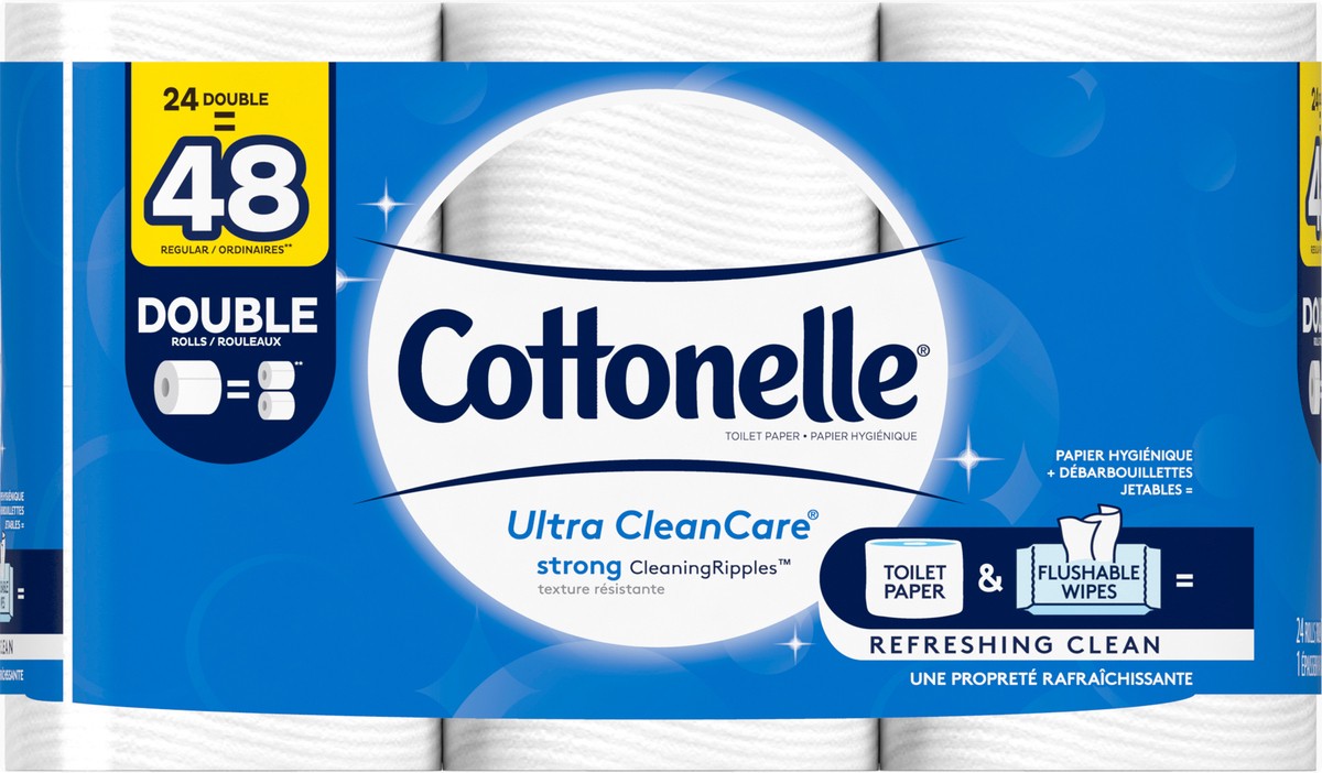 slide 5 of 8, Cottonelle Ultra Clean Care Toilet Paper, 24 ct