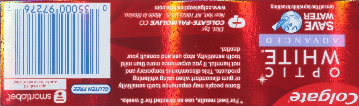 slide 5 of 9, Colgate Travel Size Optic White Advanced Hydrogen Peroxide Toothpaste, Sparkling White, 0.75 oz