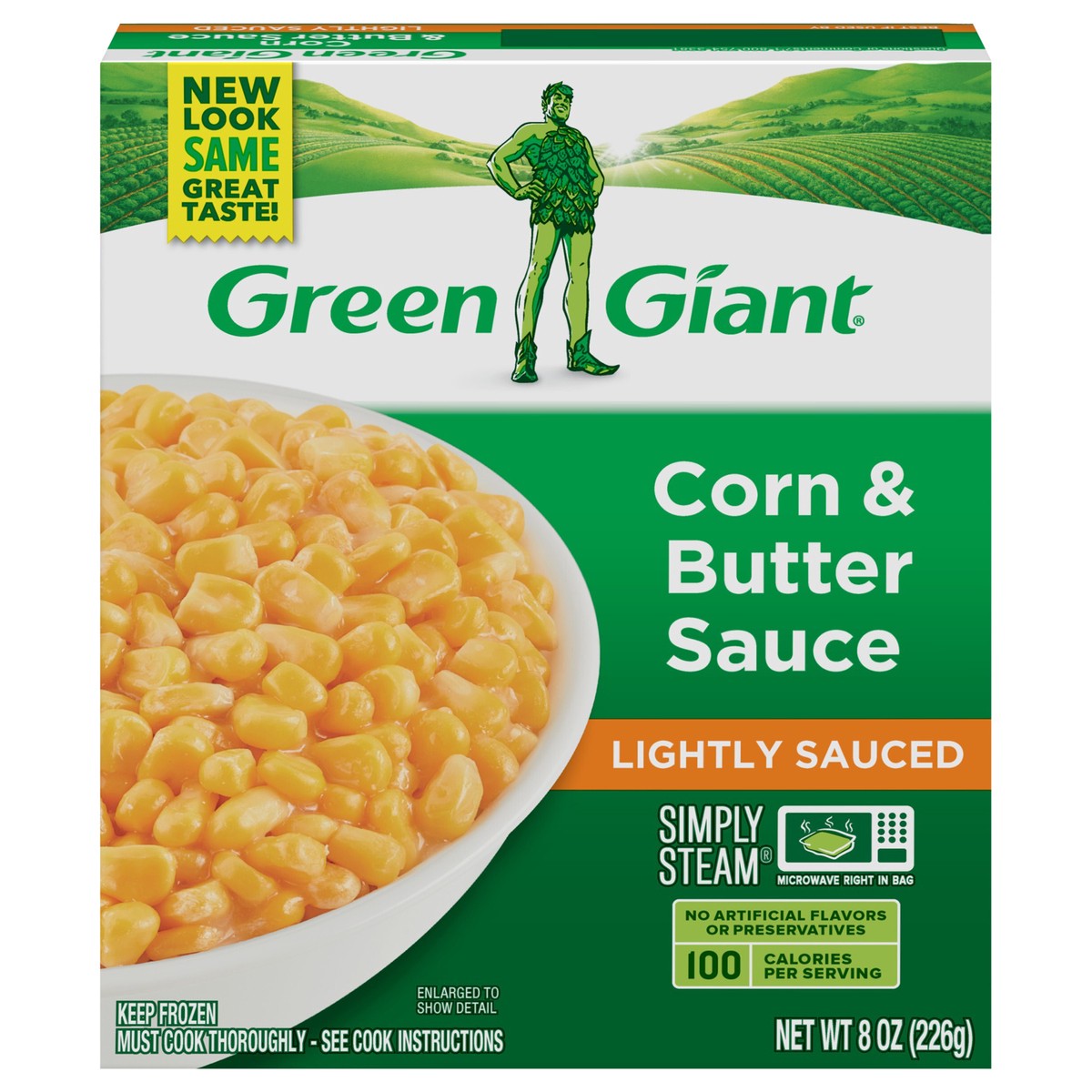 slide 1 of 8, Green Giant Simply Steam Niblets Corn & Butter Sauce, Lightly Sauced Frozen Vegetables, 8 OZ, 8 oz