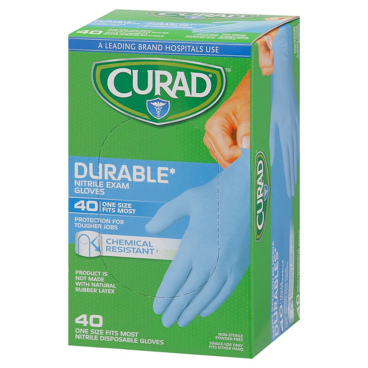 slide 3 of 9, CURAD Exam Gloves, Nitrile, Disposable, 40 ct