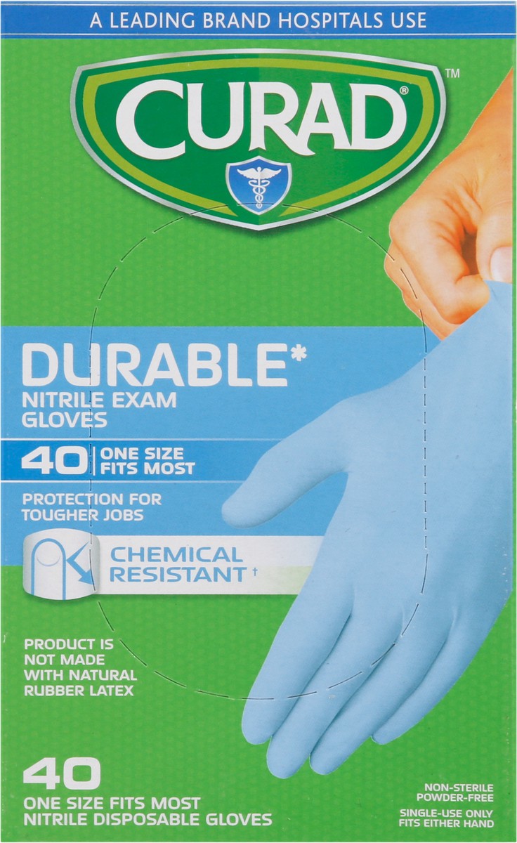 slide 9 of 9, CURAD Exam Gloves, Nitrile, Disposable, 40 ct