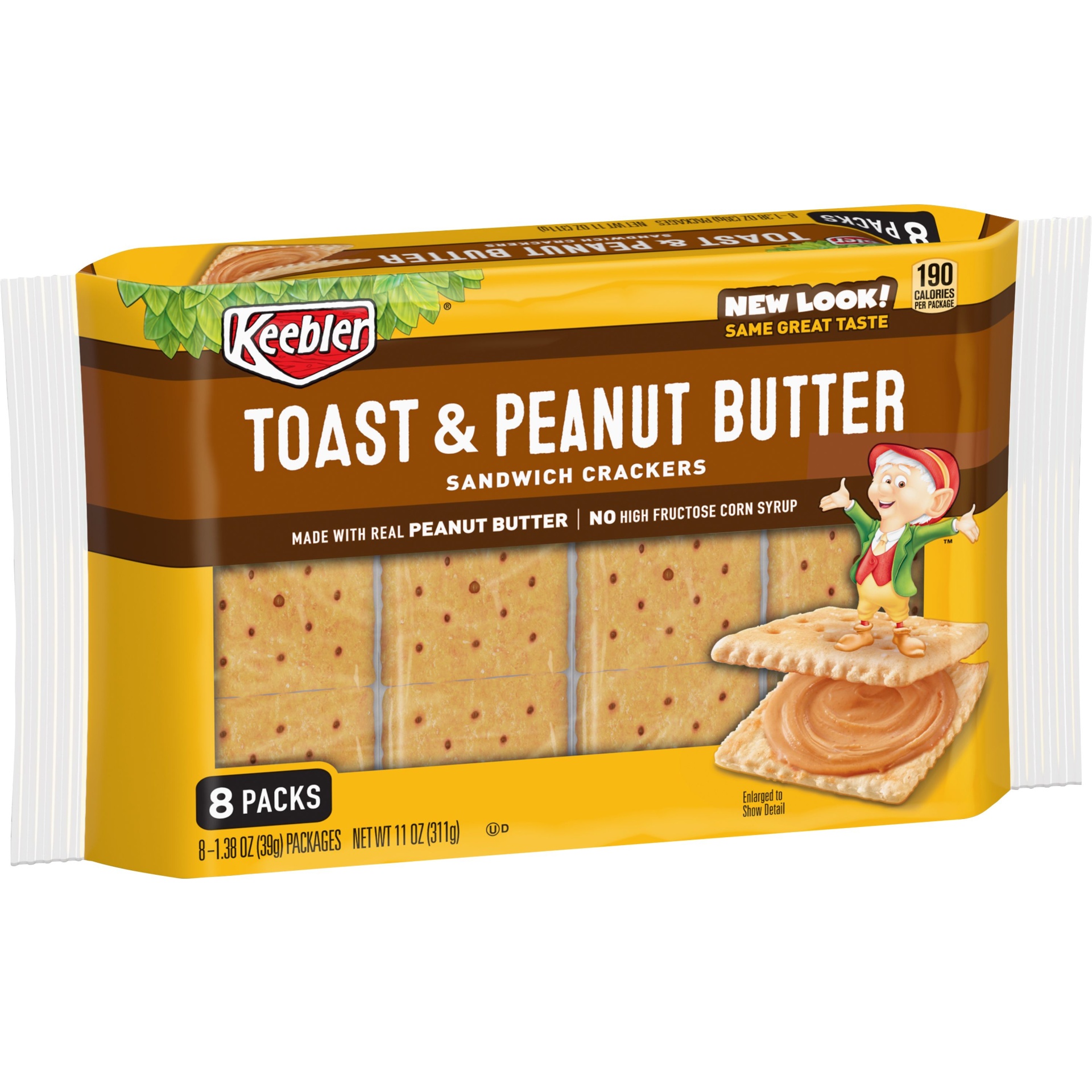 slide 1 of 7, Kellogg's Keebler Sandwich Crackers, Single Serve Snack Crackers, Office and Kids Snacks, Toast and Peanut Butter, 11 oz
