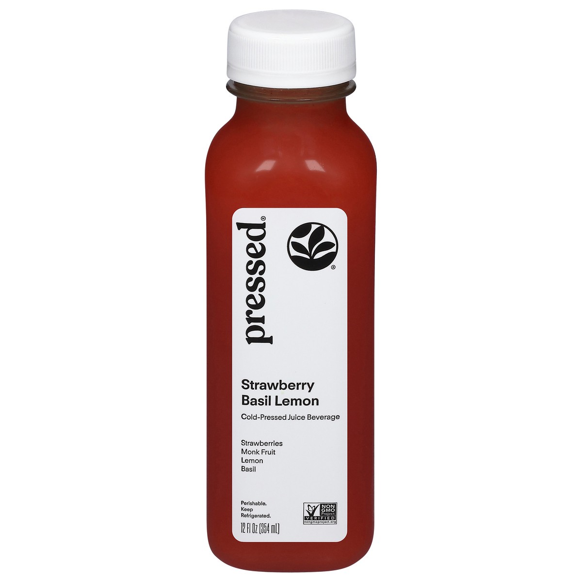 slide 9 of 13, Pressed Cold-Pressed Strawberry Basil Lemon Juice Beverage 12 fl oz, 12 fl oz