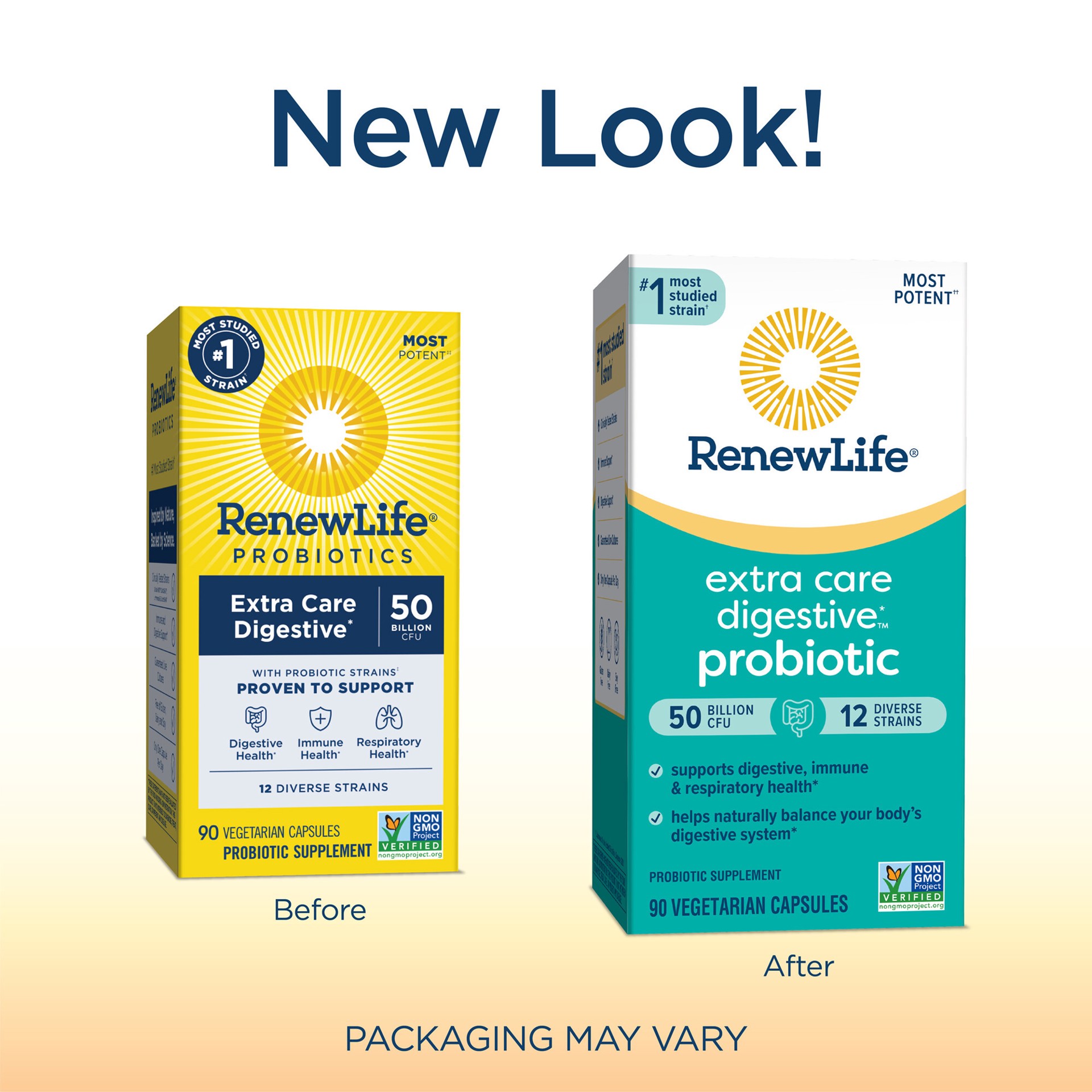 slide 5 of 5, Renew Life Extra Care Digestive Probiotic Supplement, 90 Vegetarian Probiotic Capsules, 50 Billion CFU, 90 ct