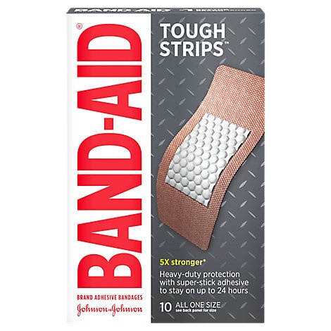 slide 1 of 1, Band-Aid Brand Adhesive Bandages Tough Strips Extra Large, 10 ct