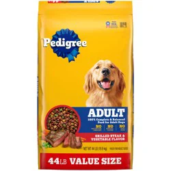 Pedigree Adult Grilled Steak & Vegetable Flavor Food for Dogs Value Size 44 lb