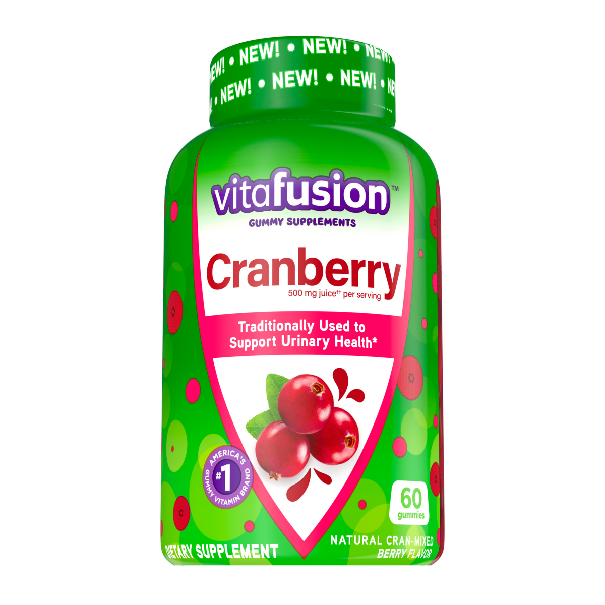slide 1 of 2, vitafusion Cranberry Gummies for Women, 500mg Cranberry Juice Concentrate per serving, 60ct, 60 ct