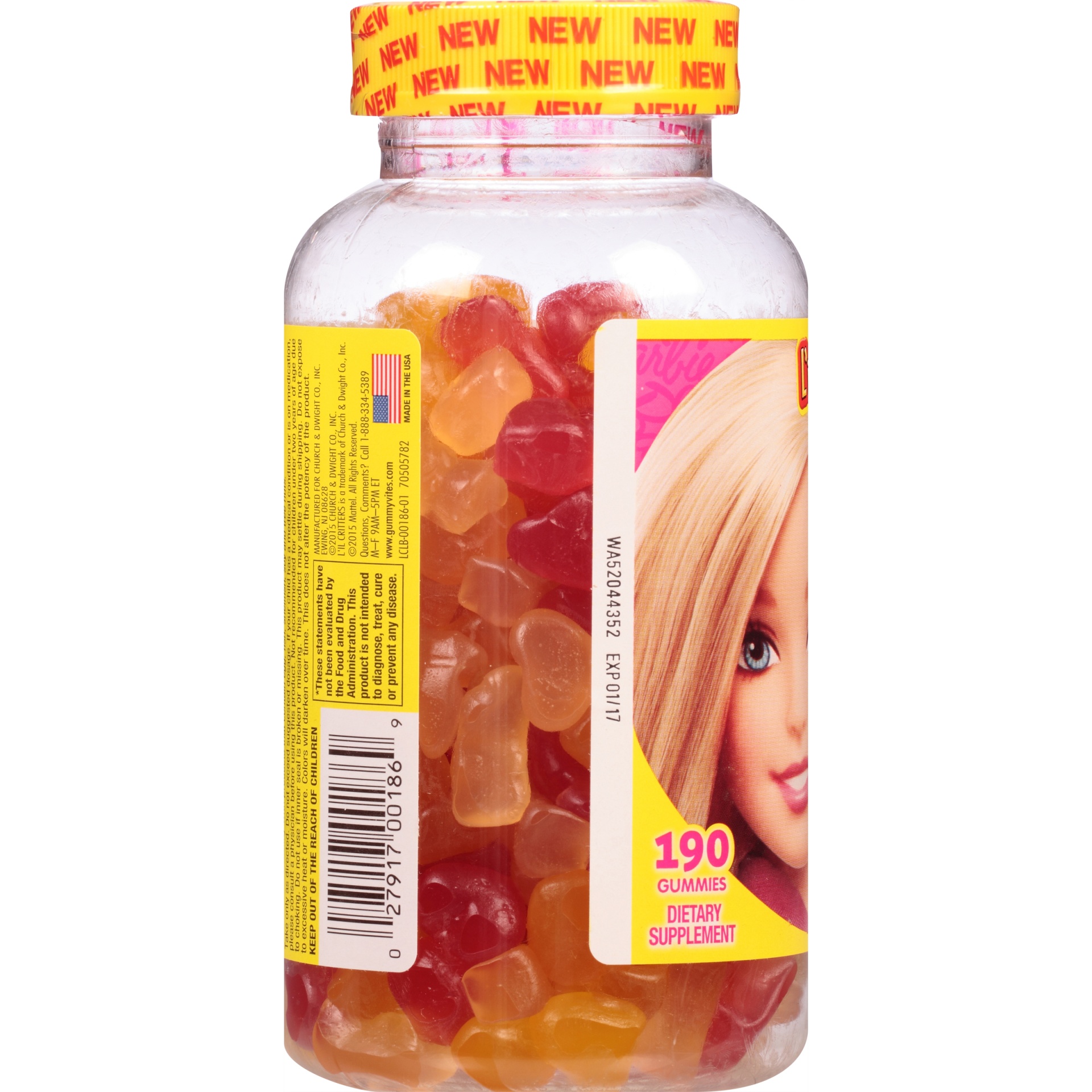 slide 4 of 6, L'il Critters Barbie Multivitamin Dietary Supplement Gummies, 190 ct