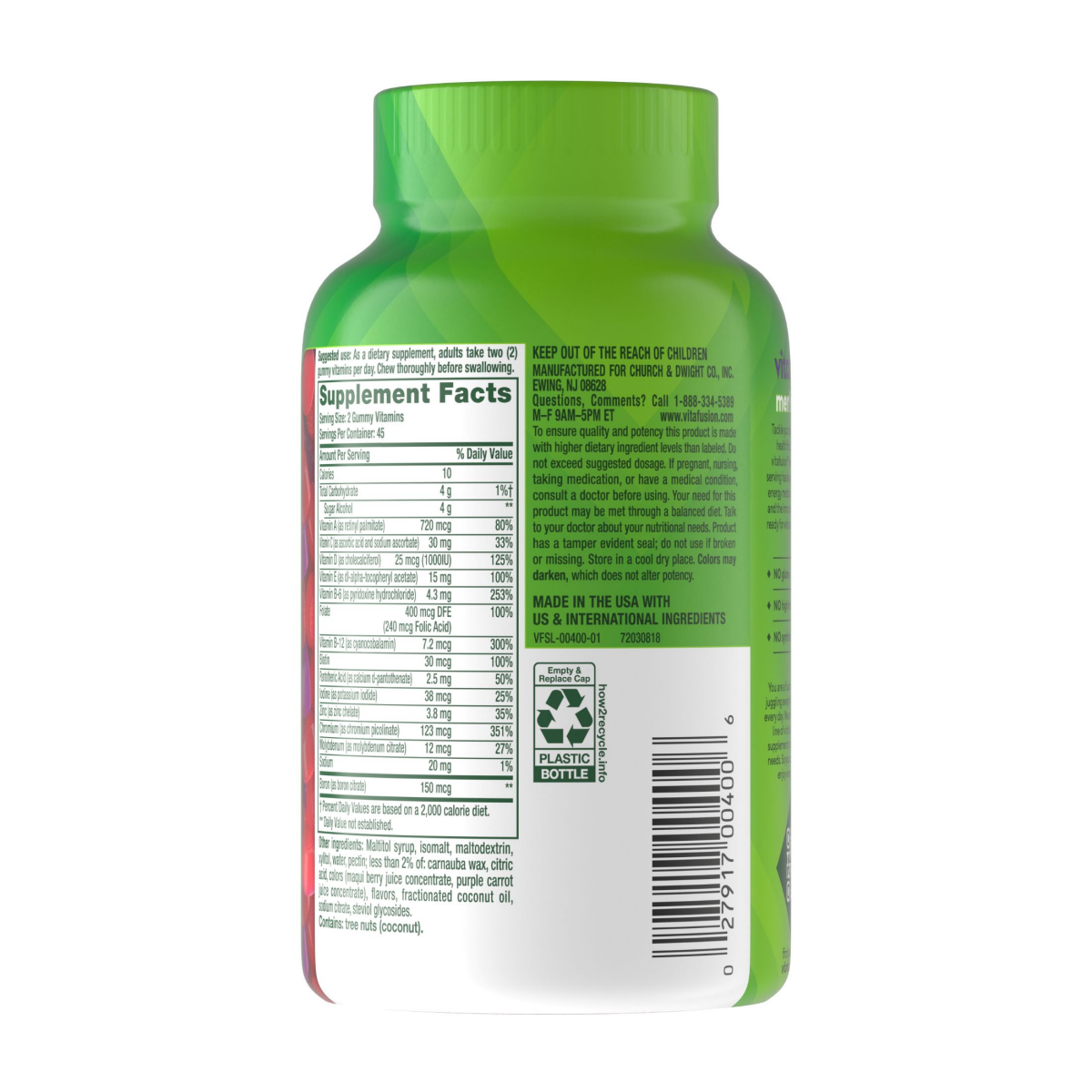 slide 2 of 2, vitafusion Sugar Free Men''s Multi Daily Gummy Multivitamins, Supports Energy Metabolism, Muscle and Immune Health (1), Mixed Berry Flavors, 90 Count, 90 ct