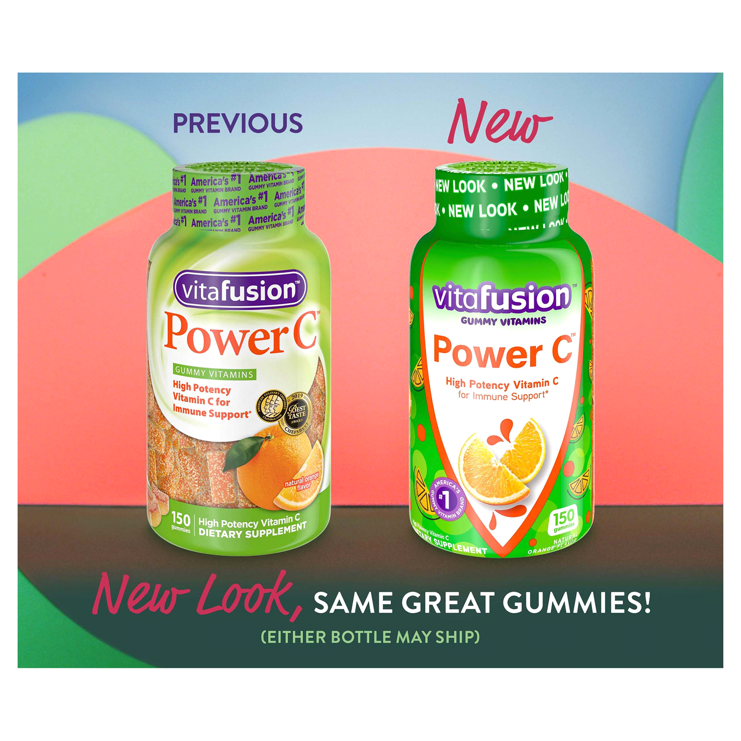 slide 2 of 4, vitafusion Power C Gummy Immune Support* with Vitamin C, Delicious Orange Flavor, 150ct (50 Day Supply), 150 ct