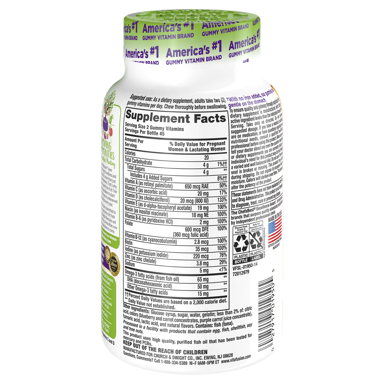 slide 3 of 4, vitafusion Prenatal Raspberry Lemonade Flavor Gummy Vitamins 90 Gummies, 90 ct