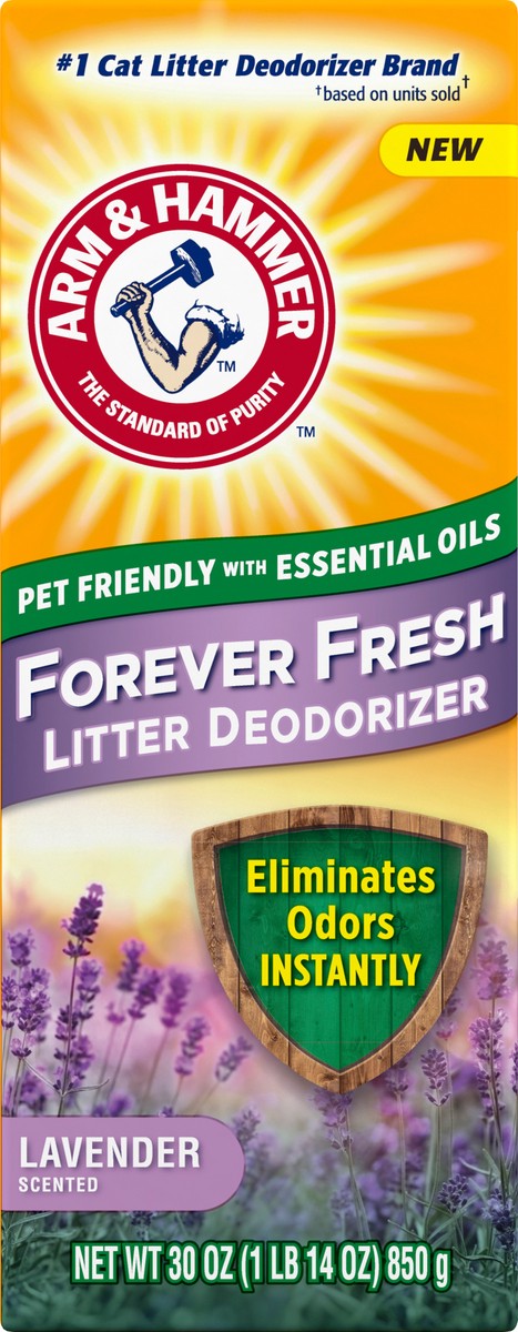 slide 6 of 13, ARM & HAMMER Forever Fresh Cat Litter Deodorizer, Pet-Friendly Lavender Scent, 30 oz, 30 oz